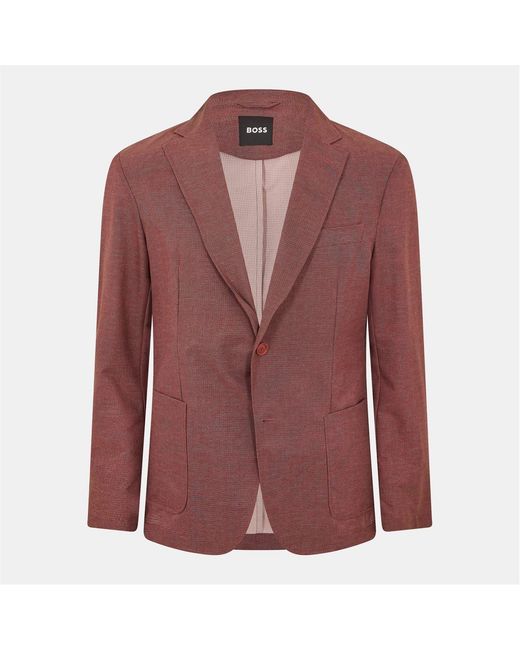 Boss Single Button Lapel Collared Solid Patterned Blazer for men