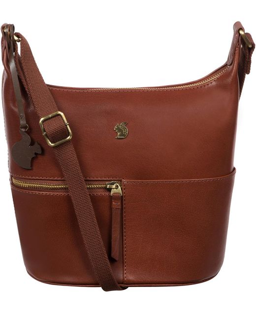 Conkca Brown Little Kristin' Conker Leather Shoulder Bag