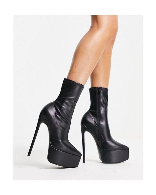 ASOS White Electrify Heeled Platform Sock Boots