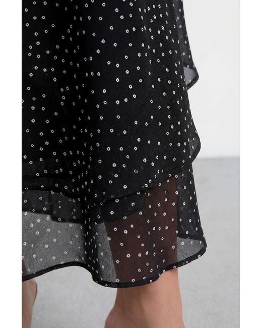 Warehouse Black High Waisted Bias Cut Ruffle Midi Skirt