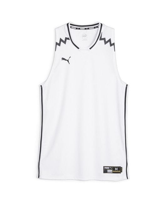 PUMA White Hoops Team Game Performance Basketball Jersey for men