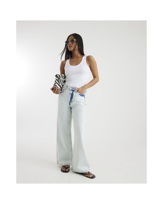 River Island White Straight Leg Jeans Petite Relaxed Denim