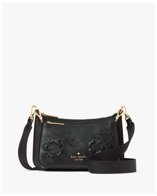Kate Spade Black Duet Forest Blooms Applique Small Crossbody