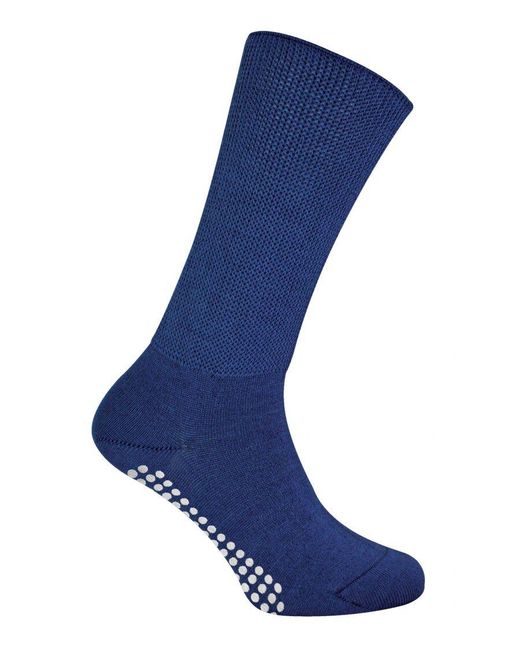 Dr.Socks Blue Extra Wide Oedema Socks With Non Slip Grips for men