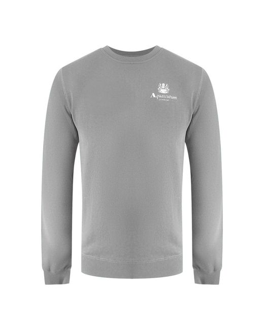 Aquascutum Gray Active Small Logo Crew Neck Moonrock Fleece for men