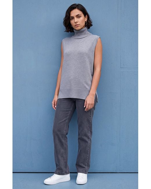 Roman Gray Lurex Roll Neck Knit Jumper