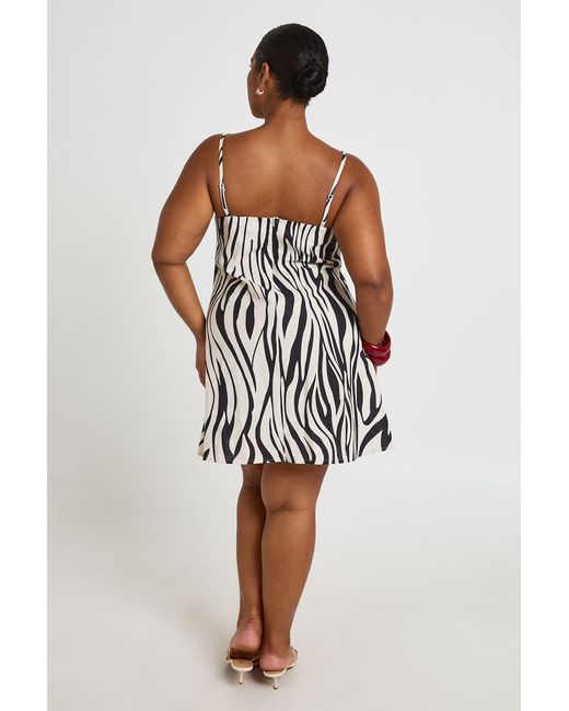 Boohoo White Plus Zebra Linen Cinched Shift Dress