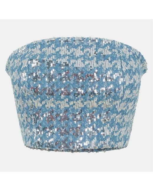 Amy Lynn Blue Amylynn Slim Fit Cropped Tube Top