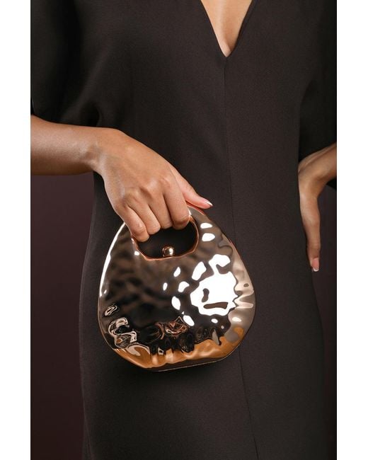 Where's That From Black 'Mocha' Metallic Sculpted Crossbody Bag With Chain