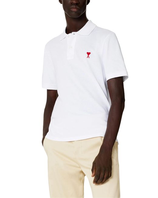 AMI White Ami De Coeur Polo Shirt for men