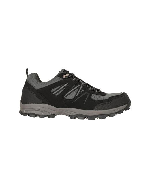 Mountain Warehouse Black 'Mcleod' Hiking Shoes Wide Fit Cushioned Breathable Lightweight Lace Up for men