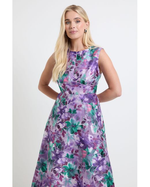 Wallis Blue Petite Floral Burnout Sleeveless Midi Dress