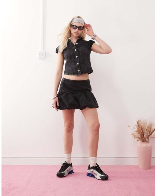 Collusion Pink Denim Bubble Skirt Co-Ord