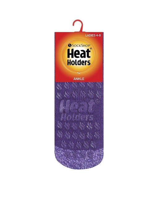 Heat Holders Purple Ladies 2.3 Tog Thermal Low Cut Ankle Slipper Socks