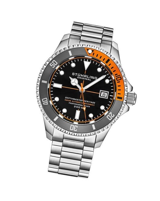 Stuhrling Metallic And Swiss Automatic Depthmaster Heritage 42Mm Diver for men
