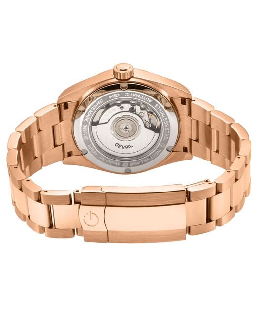 Gevril Pink Swiss Made Automatic Eta 2895 West Village Sunray Dial, 316L Stainless Steel Iprg Watch for men