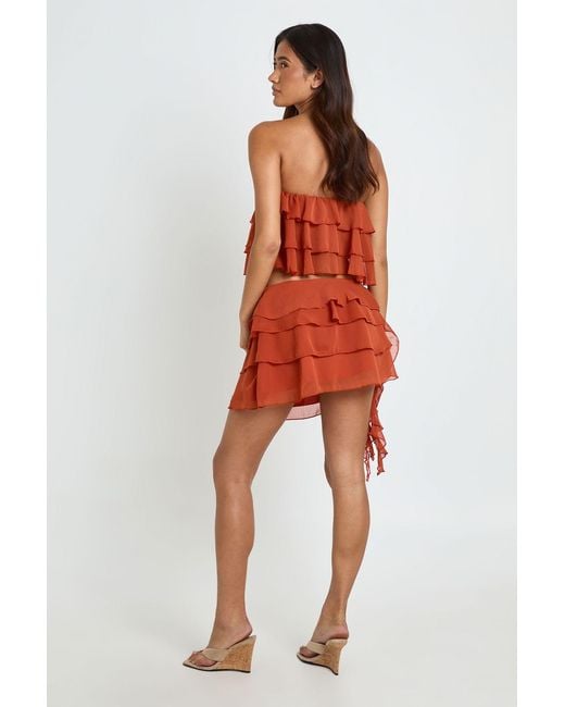 Boohoo Ruffle Textured Mini Skirt