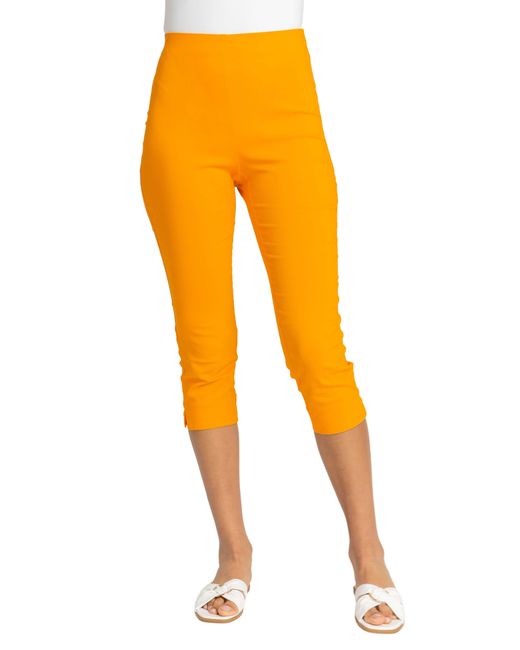 Roman Orange Gingham Elastic Waist Stretch Cropped Trouser