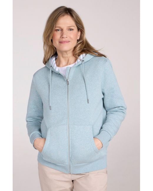 Mountain Warehouse Blue 'Penzance' Zip Through Hoodie With Side Pockets Drawcord Jumper Cotton