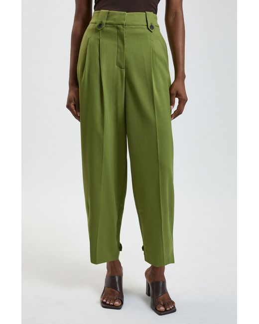 Karen Millen Green Herringbone Texture Utility Trousers