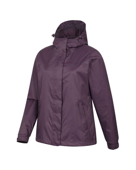 Mountain Warehouse Purple 'Torrent' Waterproof Jacket With Adjustable Hood & Cuffs Long Sleeve Trekking Raincoat