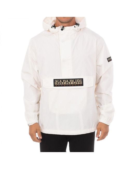 Napapijri White Hooded Jacket With High Collar Np0A4Gce for men