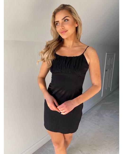 Urban Bliss Black Gathered Front Mini Dress