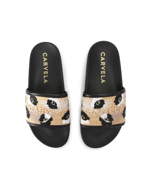 Carvela Kurt Geiger Black Giorgia Flower Slider Sandals
