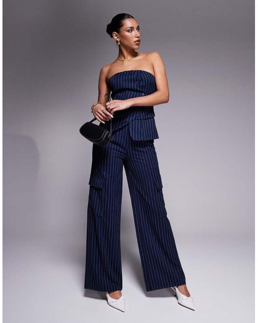 In The Style Blue X Natalya Wright Exclusive Tailored Bandeau Asymmetric Waistcoat Co-Ord