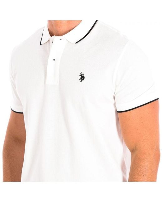 U.S. POLO ASSN. White Kory Short Sleeve With Contrast Lapel Collar 64782 for men