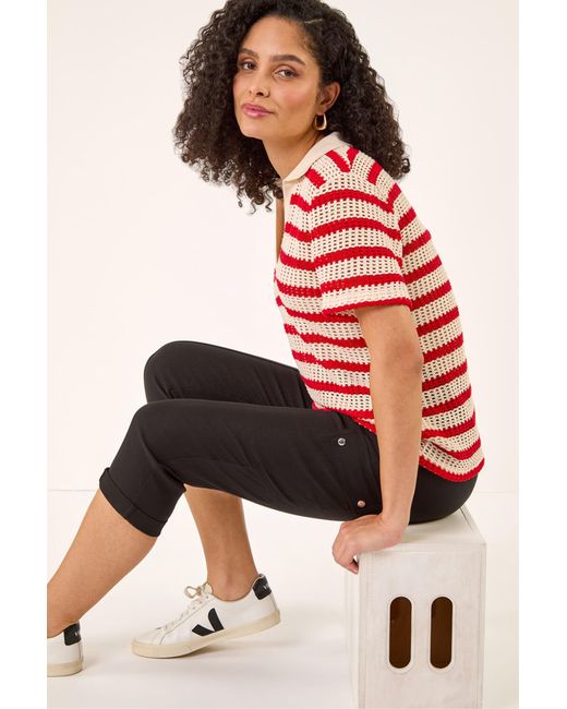 Roman White Cropped Cargo Stretch Trouser