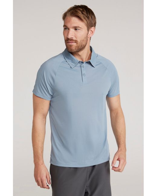 Mountain Warehouse Blue 'Hit' Isocool Polo Shirt Lightweight Breathable Quick Dry Active Outdoor Top for men