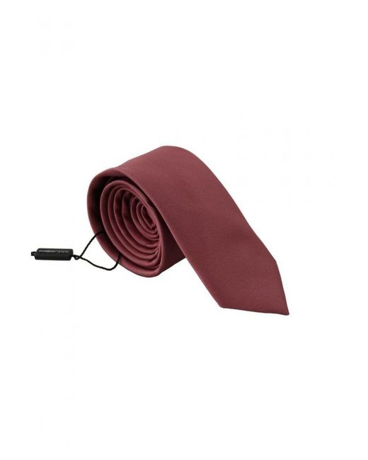 Dolce & Gabbana Red Pink Solid Print Silk Adjustable Necktie Accessory Tie for men