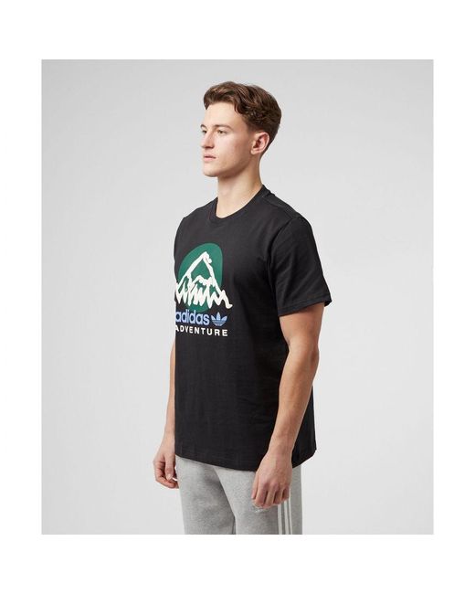 Adidas Originals Black Adventure Mountain Front T-Shirt for men