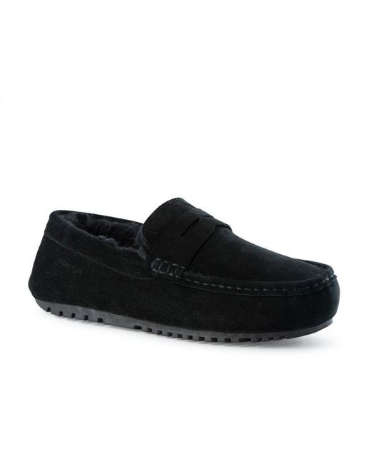 Aus Wooli Black Australia Terrigal Cosy Moccasins for men