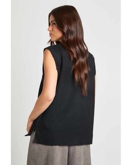 Boohoo Black Soft Knit Crew Neck Knitted Tank