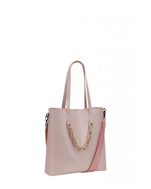 Claudia Canova Pink Elizabeth Twin Strap Tote Chain