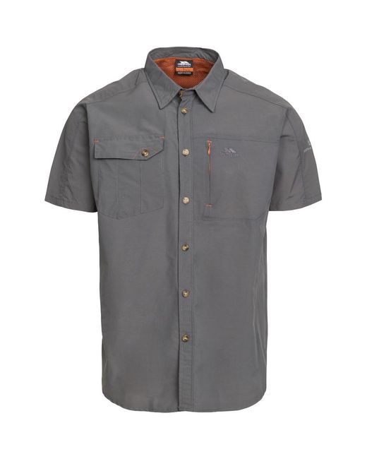 Trespass Gray Lowrel Short Sleeve Uv Protected Outdoor Walking Shirts for men