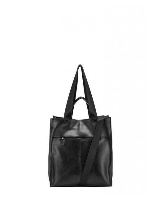 Smith & Canova Black Smooth Leather Tote Shoulder Bag