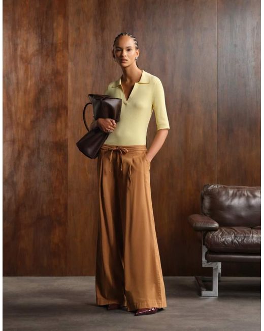 ASOS Brown Soft Wide Leg Trousers