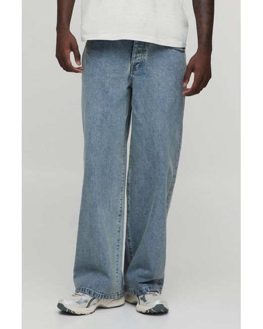 BoohooMAN Blue Basic Baggy Fit Jeans for men