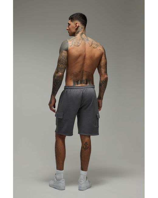 BoohooMAN Gray Tall Basic Relaxed Fit Cargo Jersey Short for men