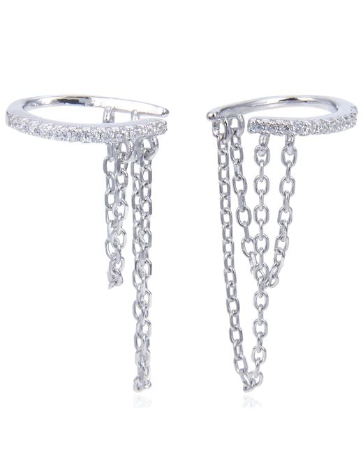 Gena Paris White Earcuff Rock One Sterling