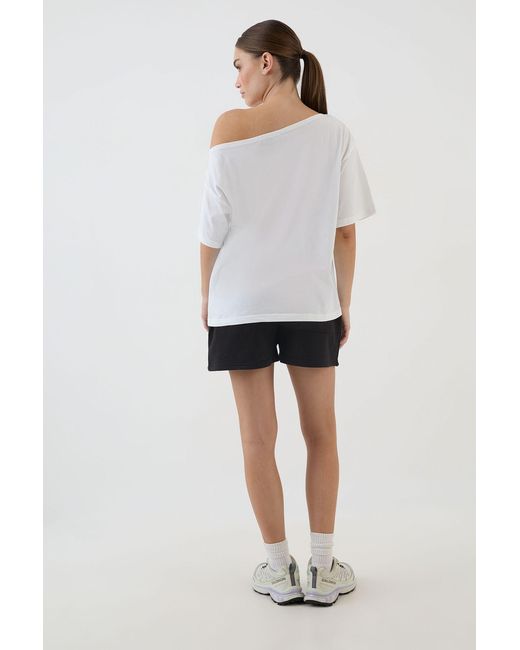 DSGN Studio White Script Off The Shoulder T-Shirt