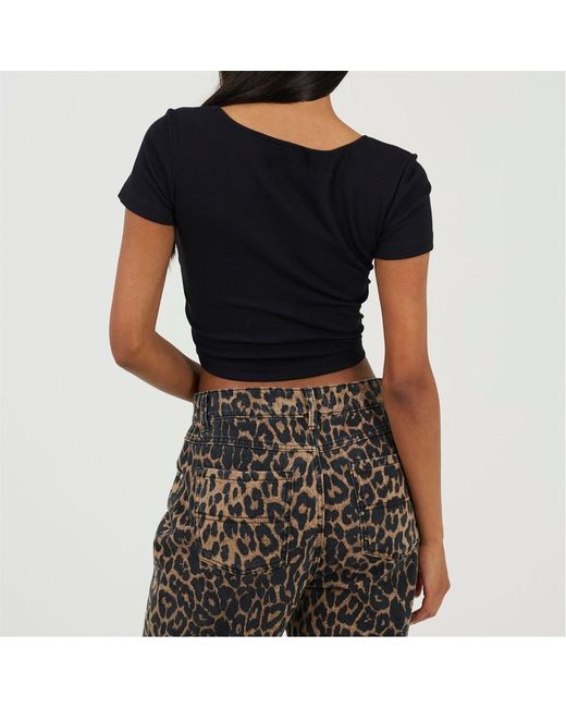 Brave Soul Black Sweetheart Neck Short Sleeve T-Shirt