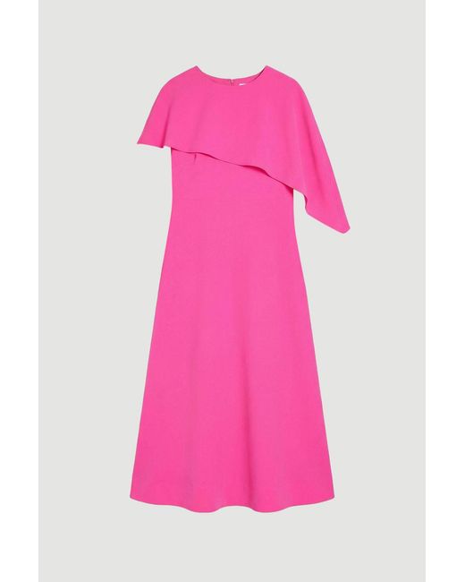 Karen Millen Pink Plus Size Soft Tailored Cape Detail Midi Dress