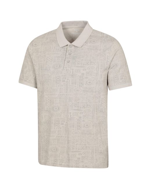 Mountain Warehouse White 'Dawnay Pique' Slub Textured Polo Shirt Comfy Casual T-Shirt Cotton for men