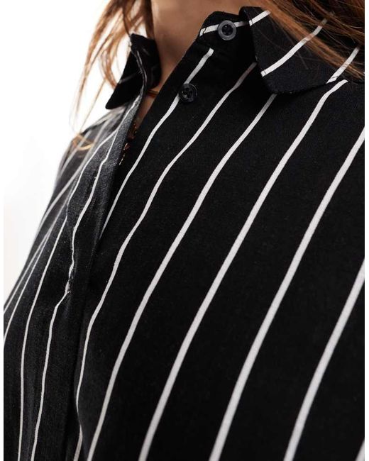 ASOS Black Relaxed Shirt With Linen