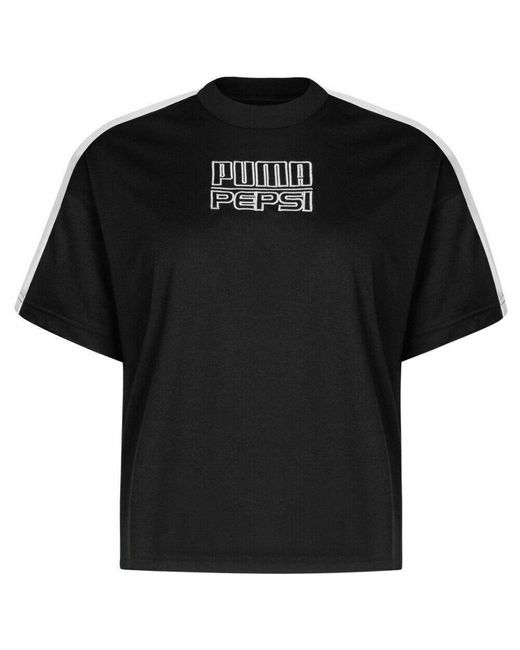 PUMA Pepsi X Solid Crop Tee Top Zwart T-shirt in het Black