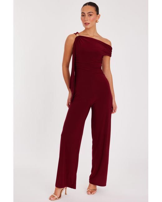 Quiz Red One Shoulder Sash Detail Jumpsuit